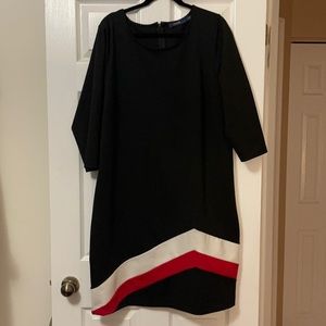 Eloquii Black Shift Dress w/ Red&Wht Design (20W)